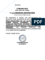 Comunicado Regularizacion