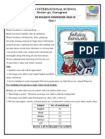 Winter Holiday Homework for Class 1