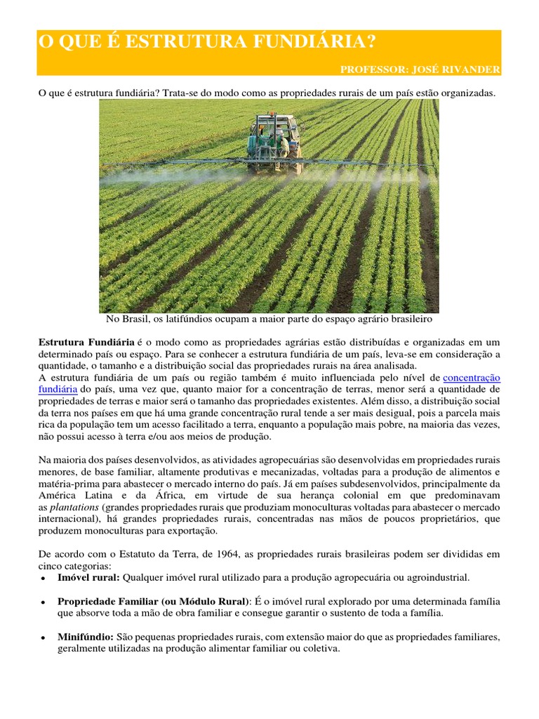 O Que É Estrutura Fundiária | PDF | Propriedade | Economias