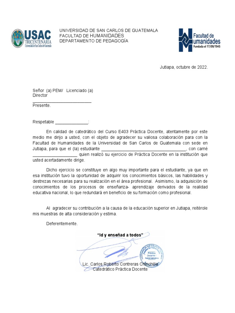 Agradecimiento por Práctica Docente | PDF | Crecimiento personal y ...