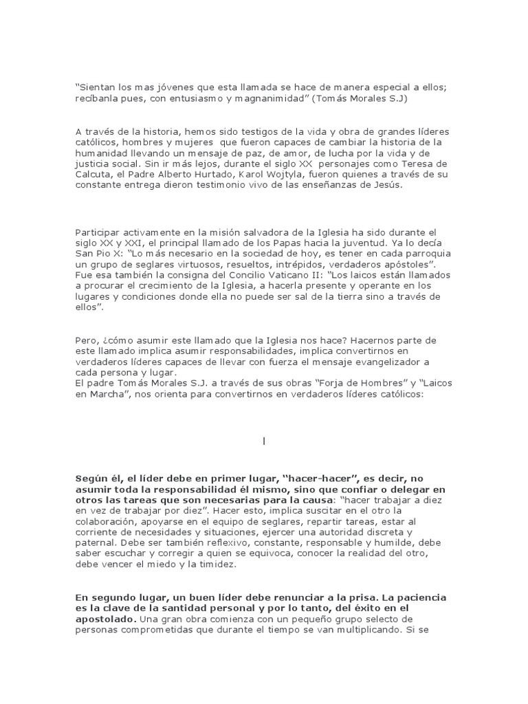 Liderazgo Católico en la Juventud | PDF | Iglesia Católica | Cristo ...