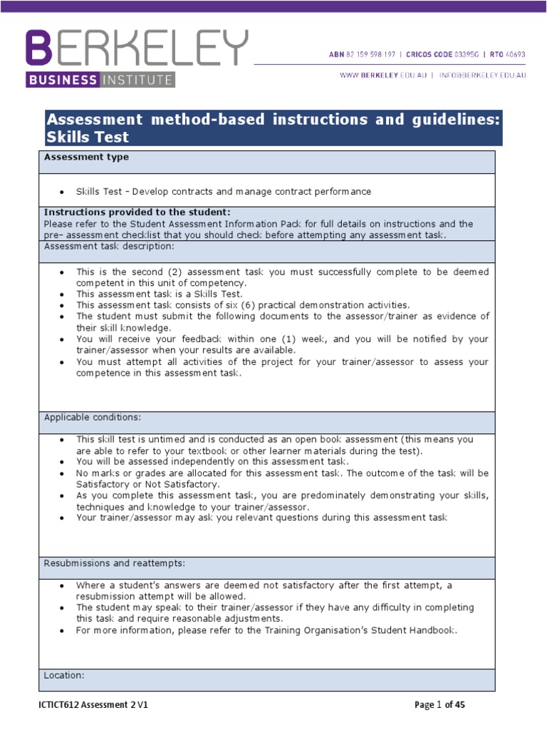 Contract Development Skills Assessment | PDF | Educational Assessment ...