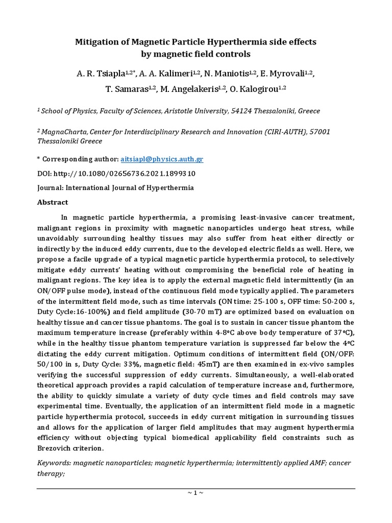 Eddy Currents FINAL PDF Temperature Radiation Therapy