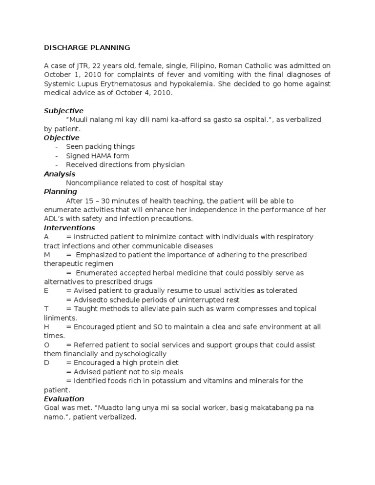 discharge-teaching-plan-template