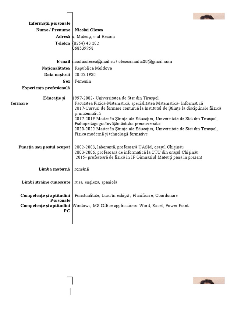 Model CV Rom | PDF