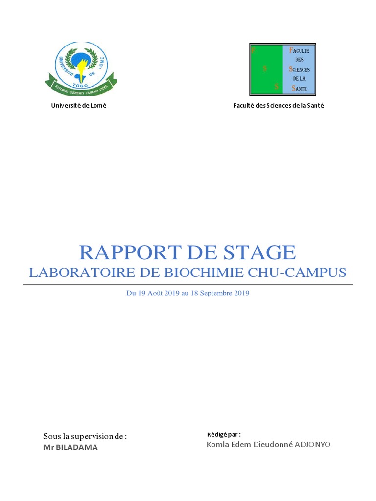 Rapport de stage en biochimie CHU-Campus | PDF | Pathologie clinique ...