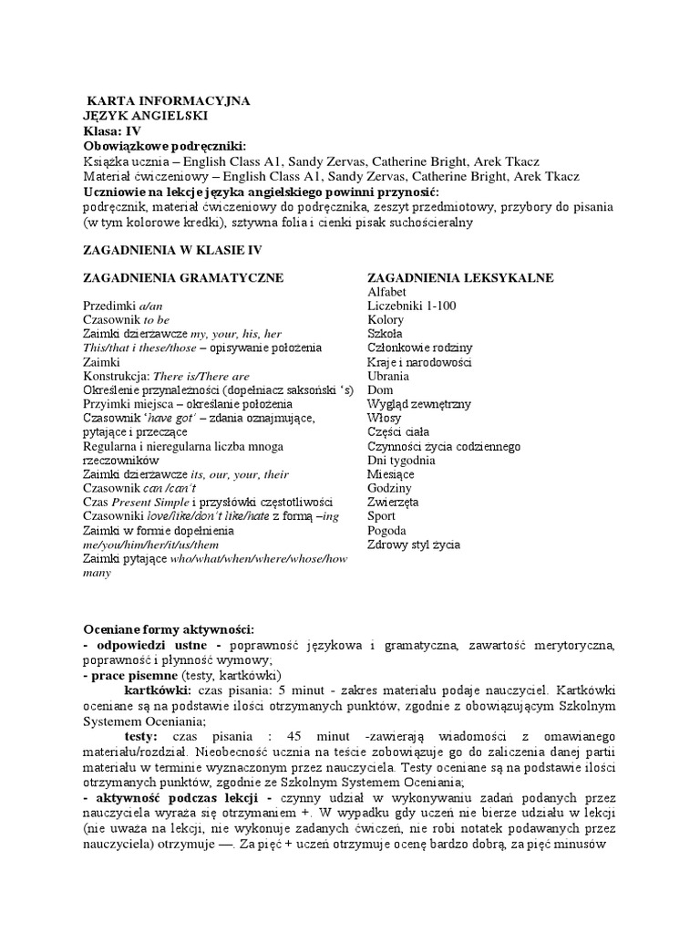 Karta Info J Angielski 4n PDF