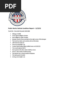 Vehicle condition report PW