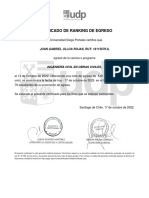 Certificado de Ranking de Egreso: Juan Gabriel Ulloa Rojas, Rut: 18115670-8