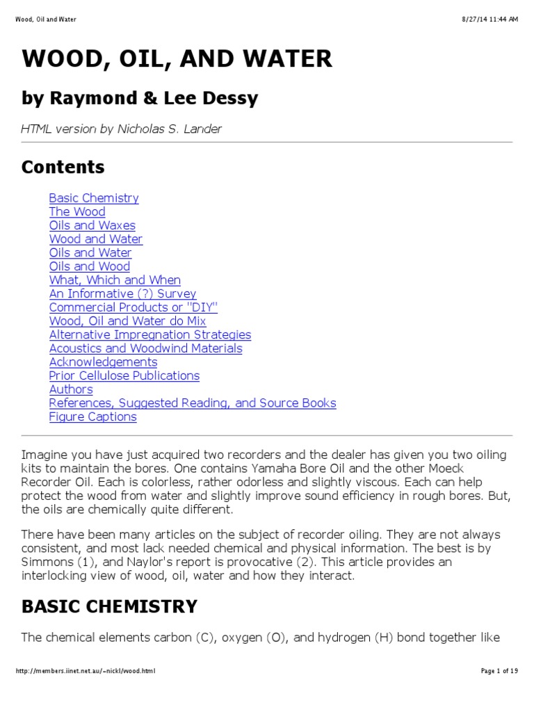 Wood, Oil and Water PDF Adsorption Lignin