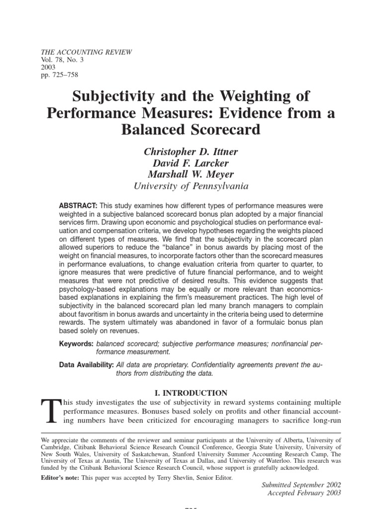 48 Weighting Performance Measures | PDF