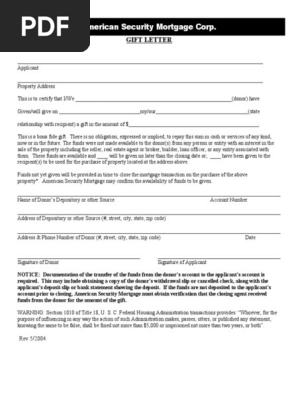 Gift Letter