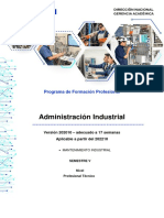 Formación Profesional en Administración Industrial con énfasis en Mantenimiento Industrial
