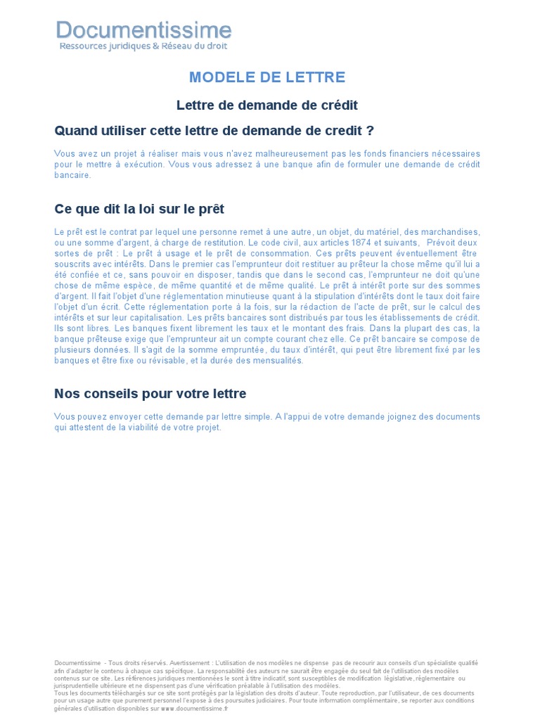 Lettre De Demande De Credit 3448 PDF Cr dit Finance Et Gestion 