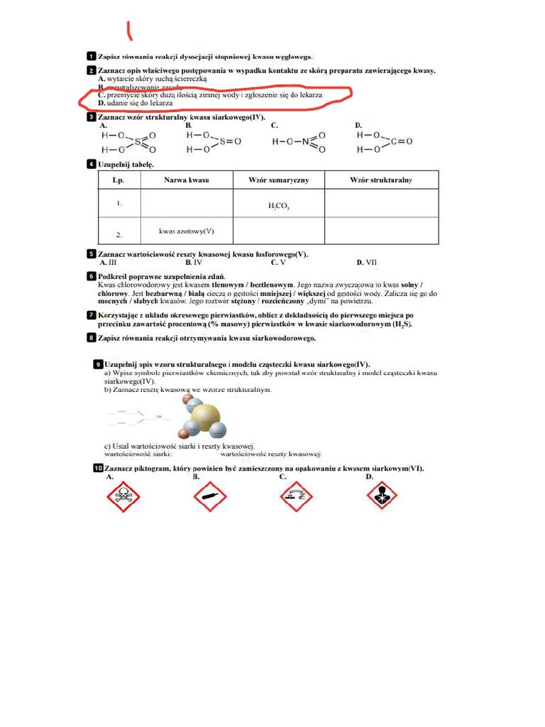Sprawdzian Chemia Kwasy Klasa 8 Chemia. Sprawdzian-Kwasy | PDF