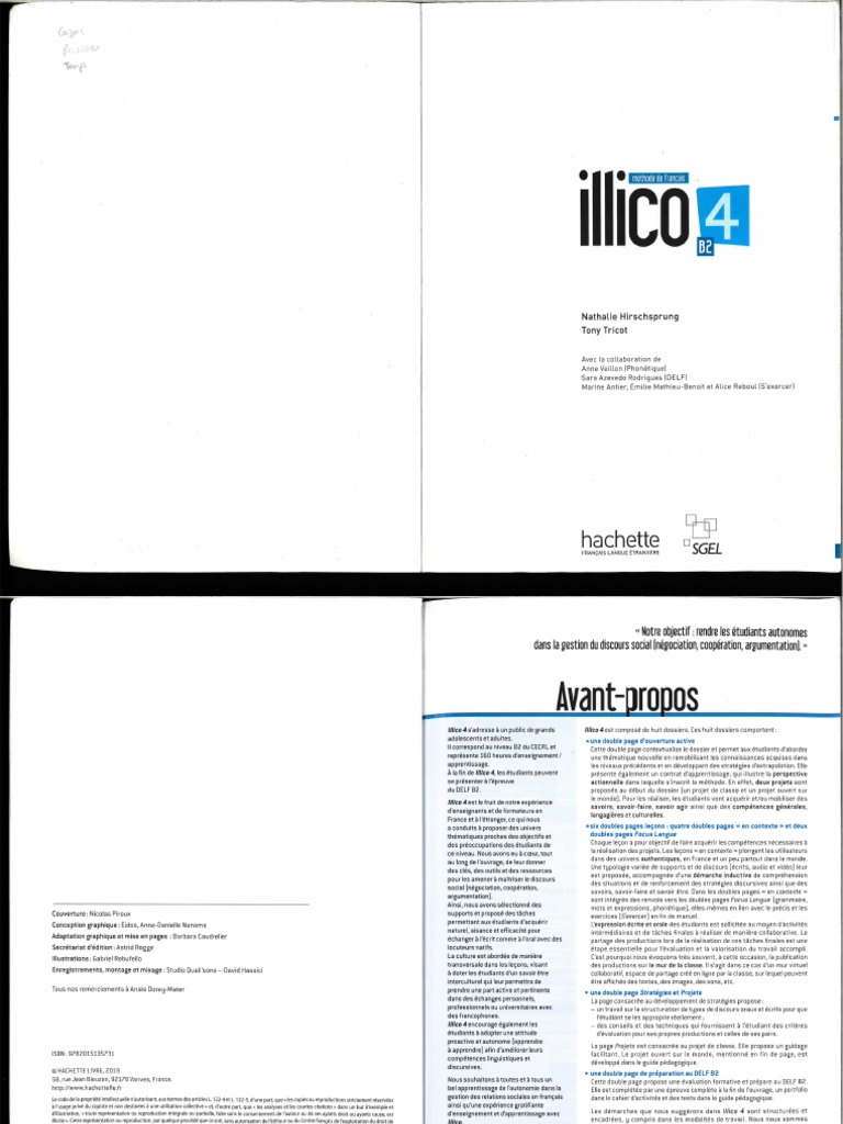 Illico 4 B2 (Nathalie Hirschsprung Tony Tricot) | PDF | Pédagogie ...