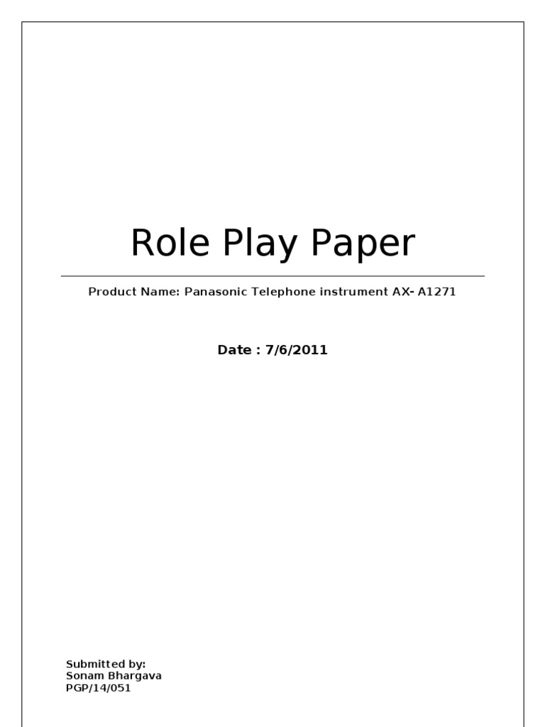 Role Play Paper: Date: 7/6/2011 | PDF | Telephone | Retail