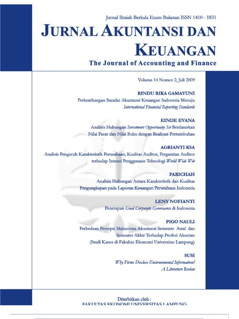 Jurnal Akuntansi dan Keuangan Vol 14 No 2