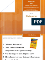 Dictionaries and Parts of The Speech