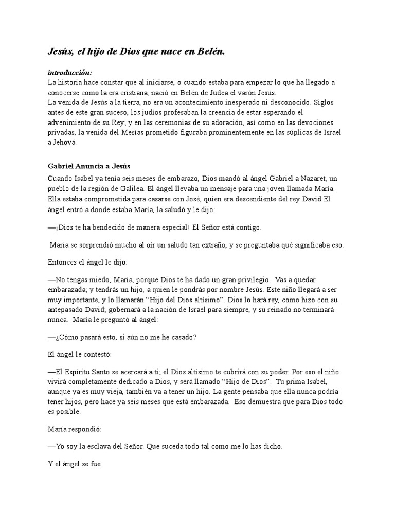 Jesús, El Hijo de Dios Que Nace en Belén | PDF | María, madre de Jesús ...