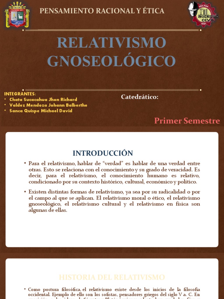 Relativismo Gnoseológico y Ética | PDF | Relativismo | Verdad