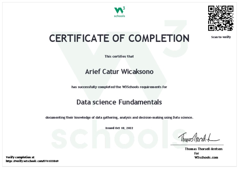 Certificate of Completion Data Science | PDF