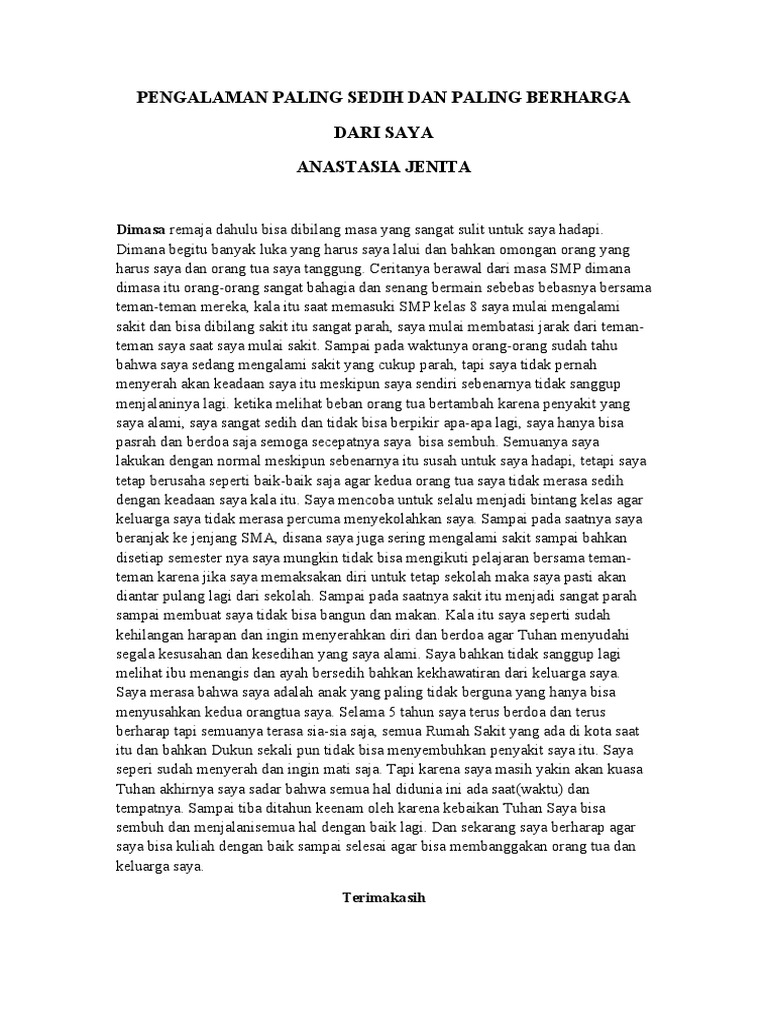 Pengalaman Sedih dan Berharga Saya | PDF | Pengembangan Diri