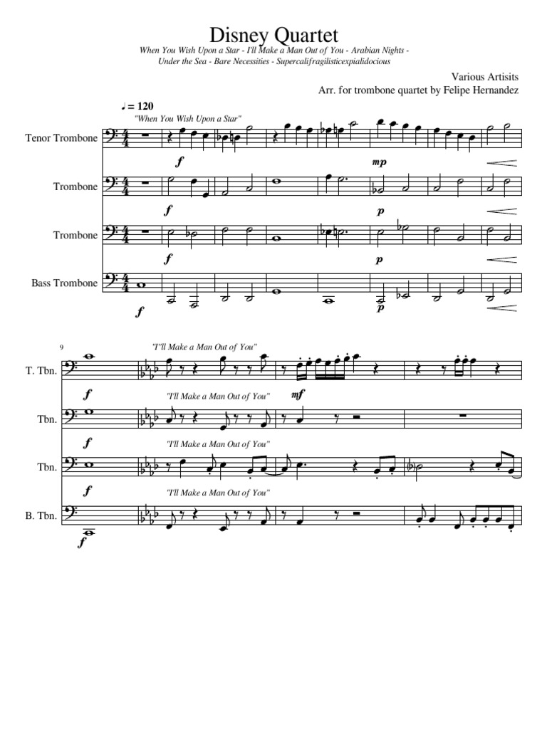 Disney Quartet PDF Aerophones Classical Music