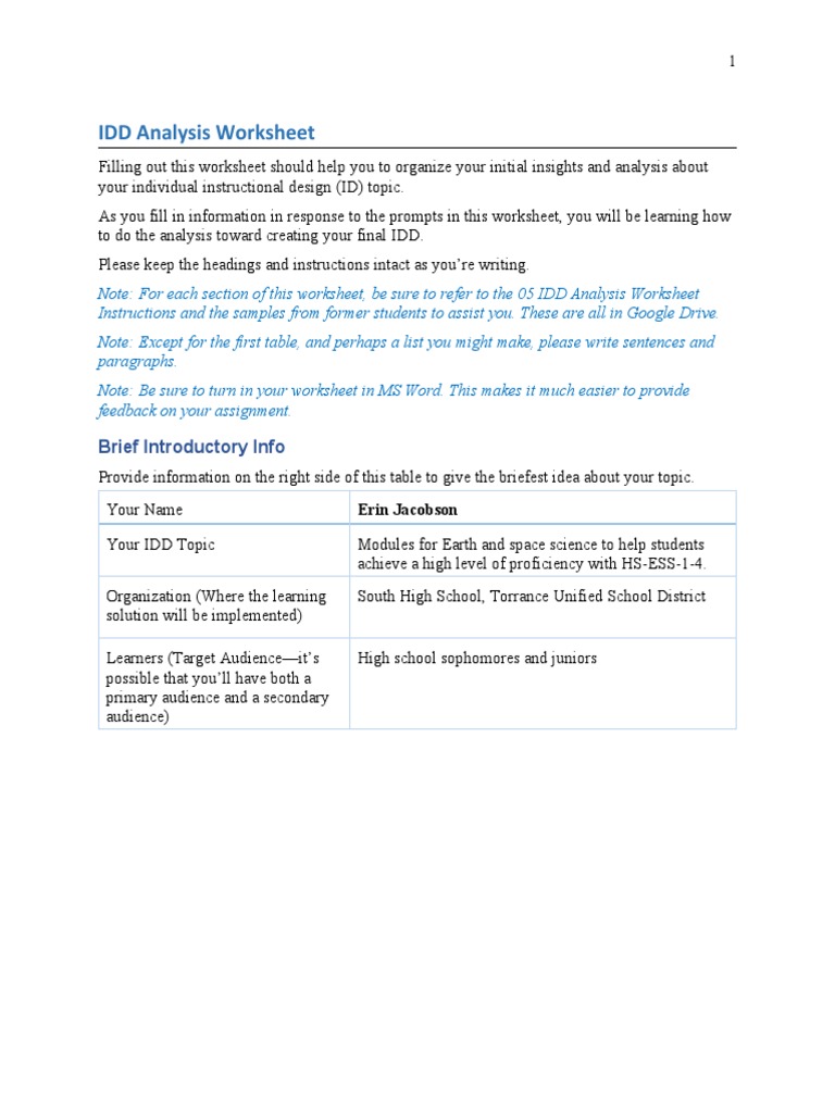 IDD Analysis for Earth Science Modules | PDF | Teaching Mathematics ...