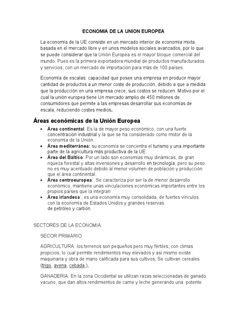 Características de la economía europea | PDF | Economía de la Unión ...