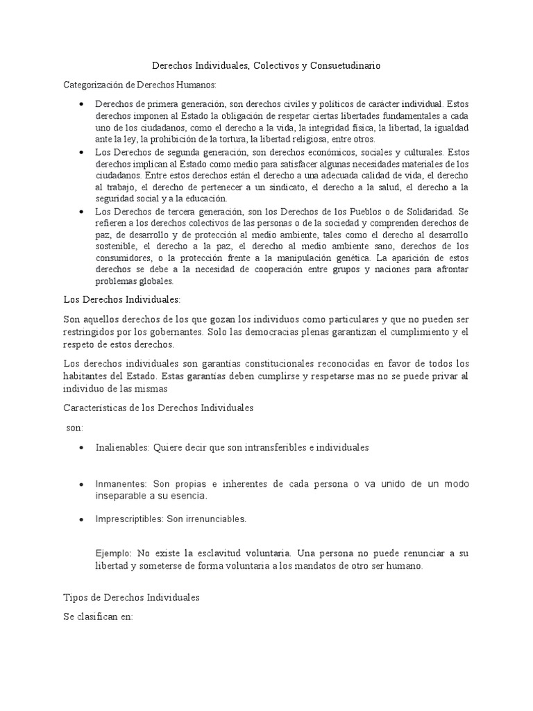 Derechos Individuales y Colectivos | PDF | Derechos humanos | Derechos