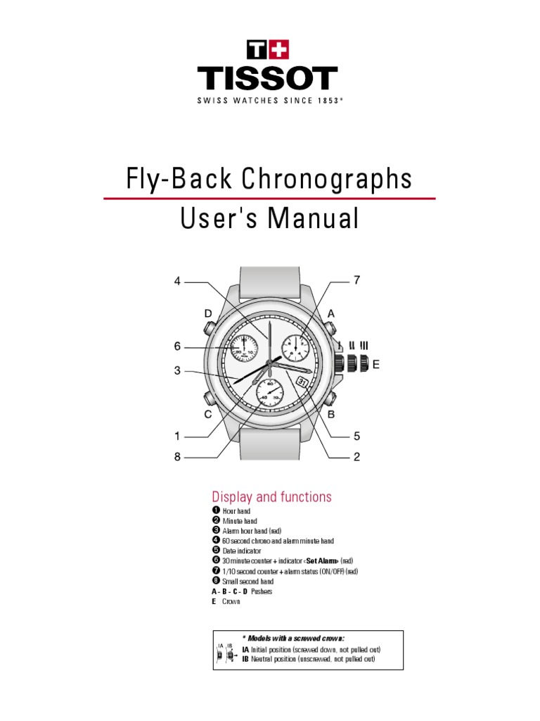 TISSOT PR100 Watch User Guide Clock Watch