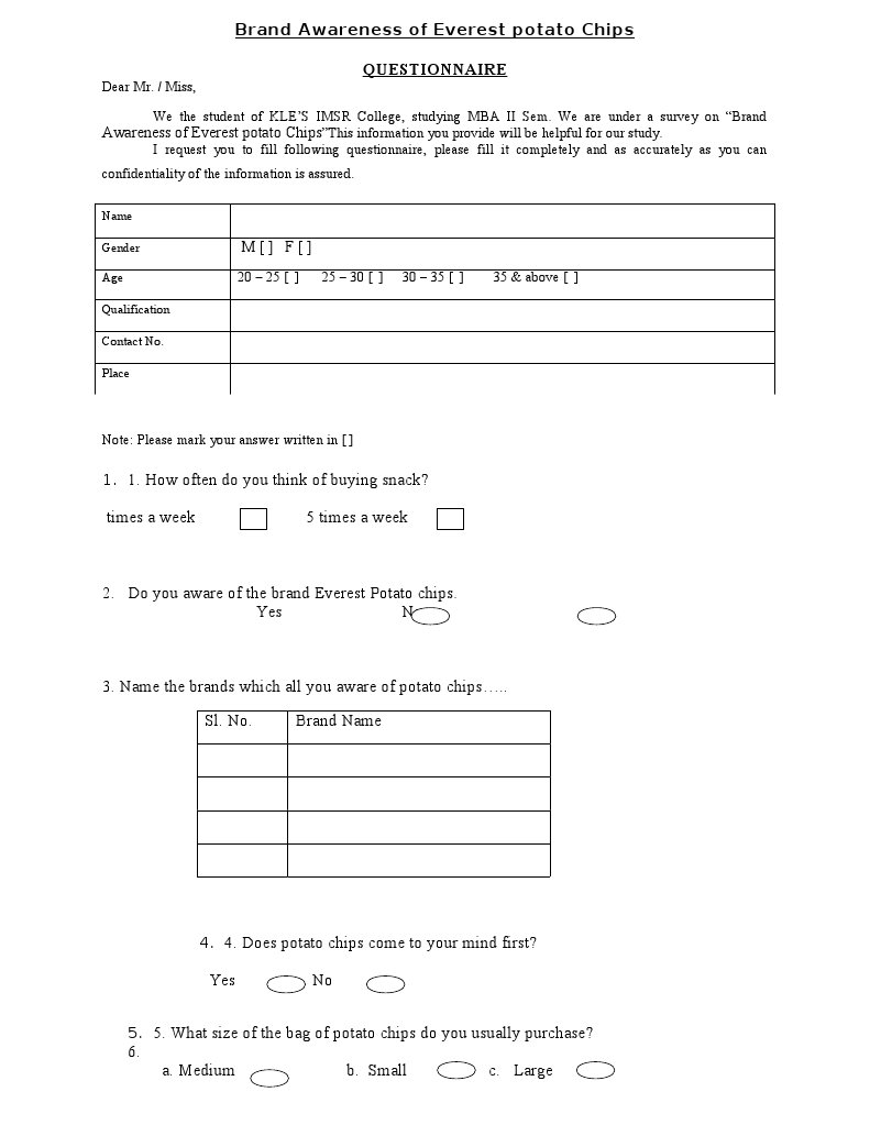 CB Questionnarie | PDF