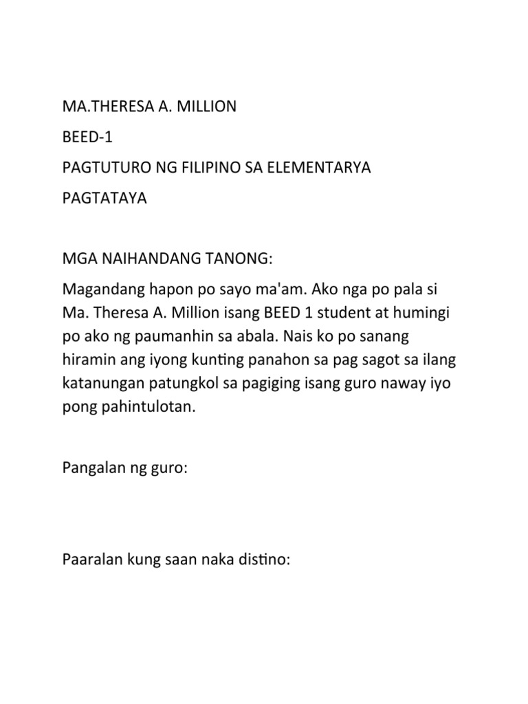 Panayam Tungkol Sa Pagiging Isang Guro | PDF