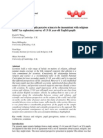 To What Extent Do Pupils Perceive Science To Be Inconsistent With Religious Faith? An Exploratory Survey of 13-14 Year-Old English Pupils