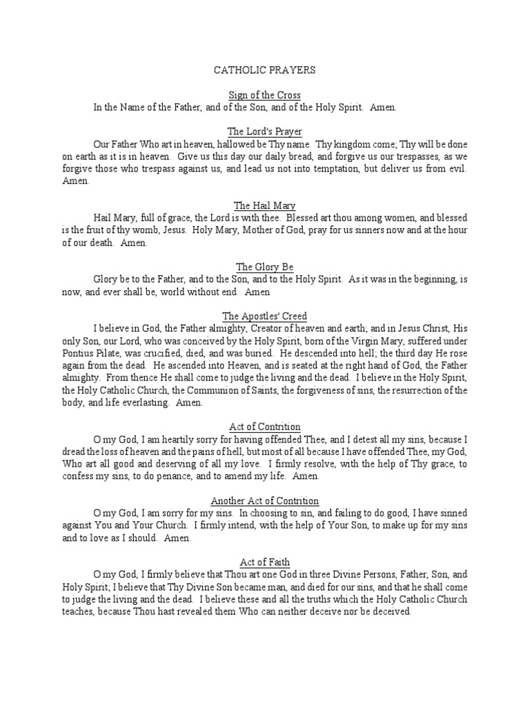Catholic Prayers PDF God The Father Lord's Prayer