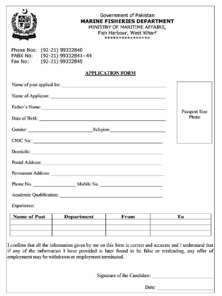Marine Fisheries Department Karachi Jobs 2022 Ministry of Maritime