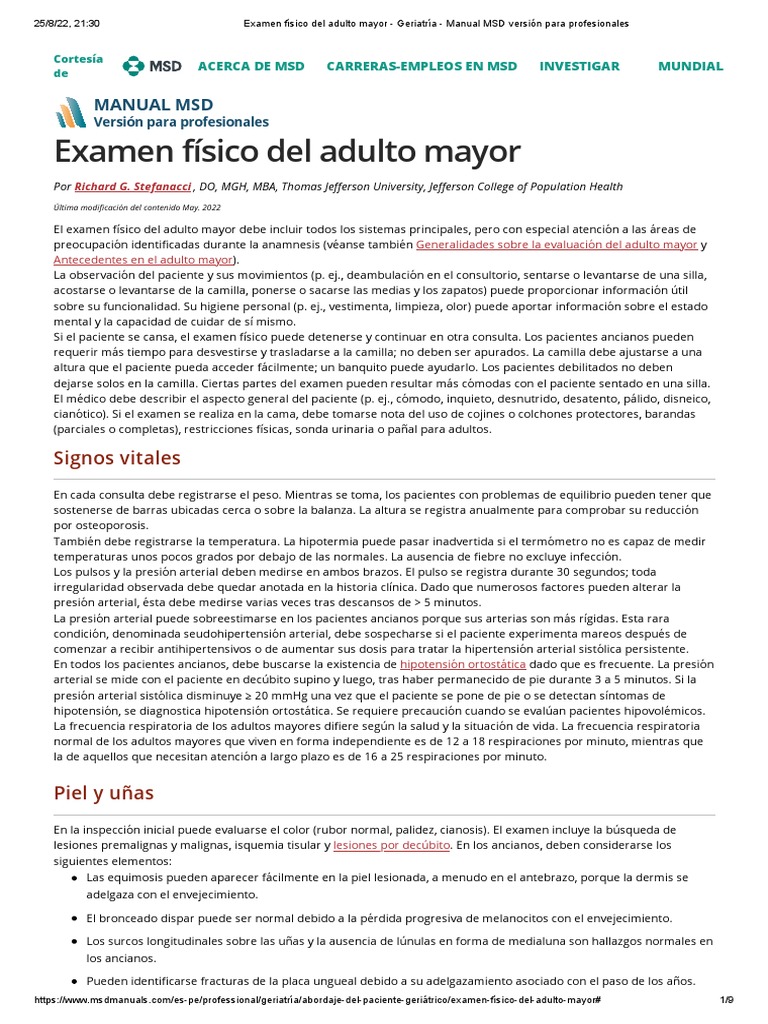 Examen Fisico Del Adulto Mayor | PDF | Presión sanguínea | Ojo humano