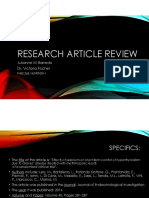 Research Article Review: Julianne M Barredo Dr. Victoria Fischer