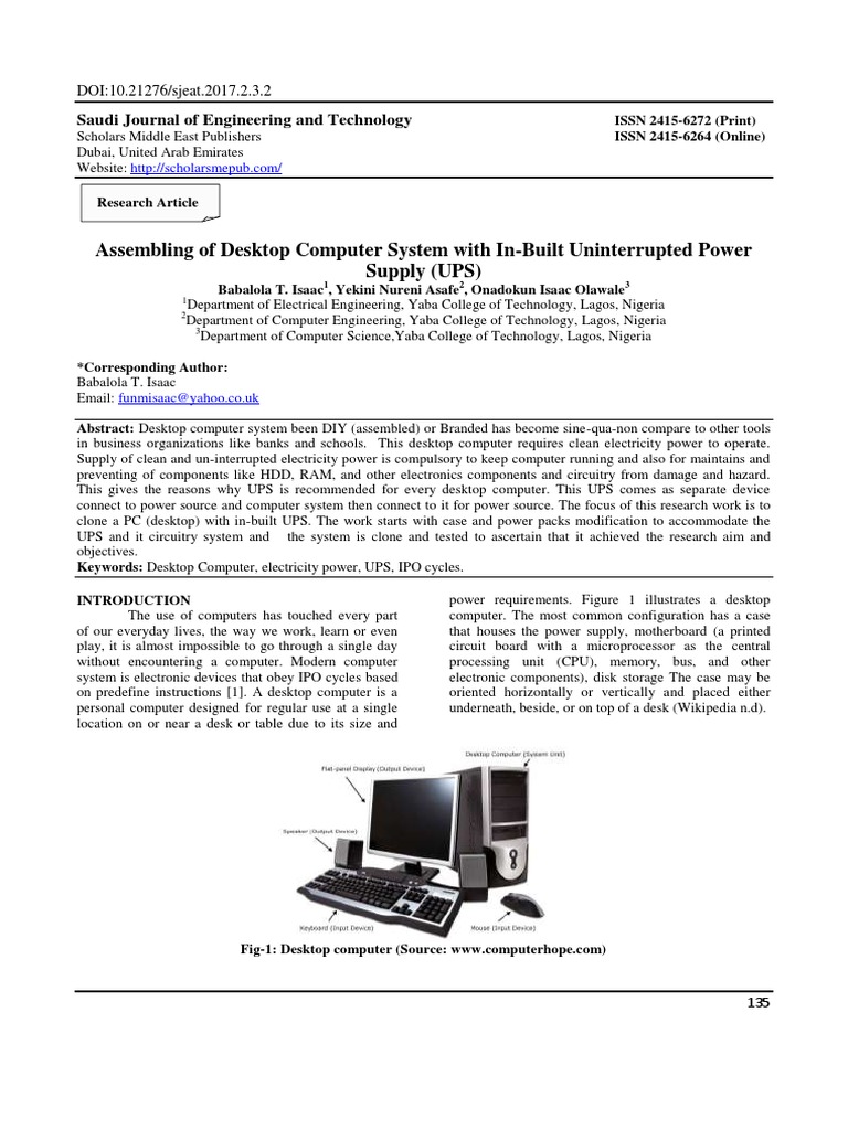 Desktop Computer System with Built-In UPS | PDF | Computer Data Storage ...