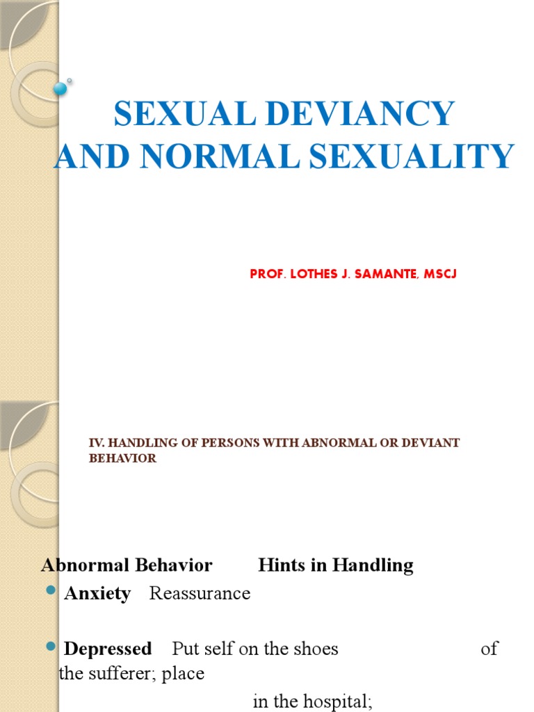 Sexual Deviancy and Normal Sexuality | PDF | Human Sexual Activity ...