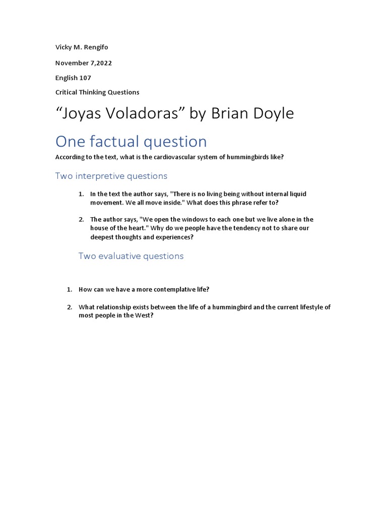 W9 Joyas Voladoras Questions PDF