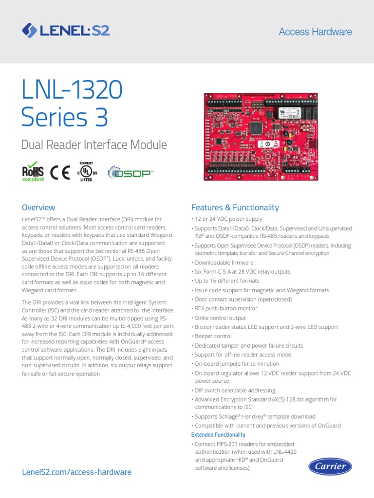 LNL 1320 Series 3 Datasheet tcm841 145619 PDF Access Control