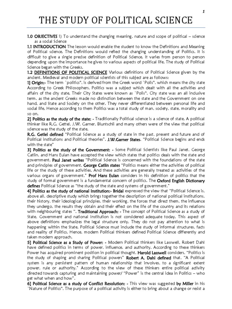 What Is The Focus Study Of Political Science