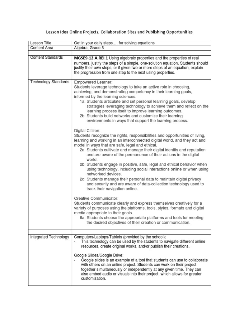 Lesson Template PDF PDF Learning Teachers
