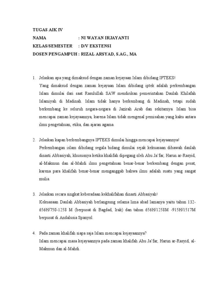 Tugas Aik Iv Ni Wayan Irjayanti Kelas D | PDF
