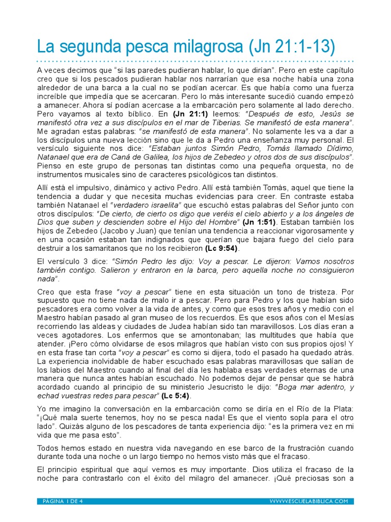 Ernesto Trenchard La Segunda Pesca Milagrosa (Estudio) PDF Jesús