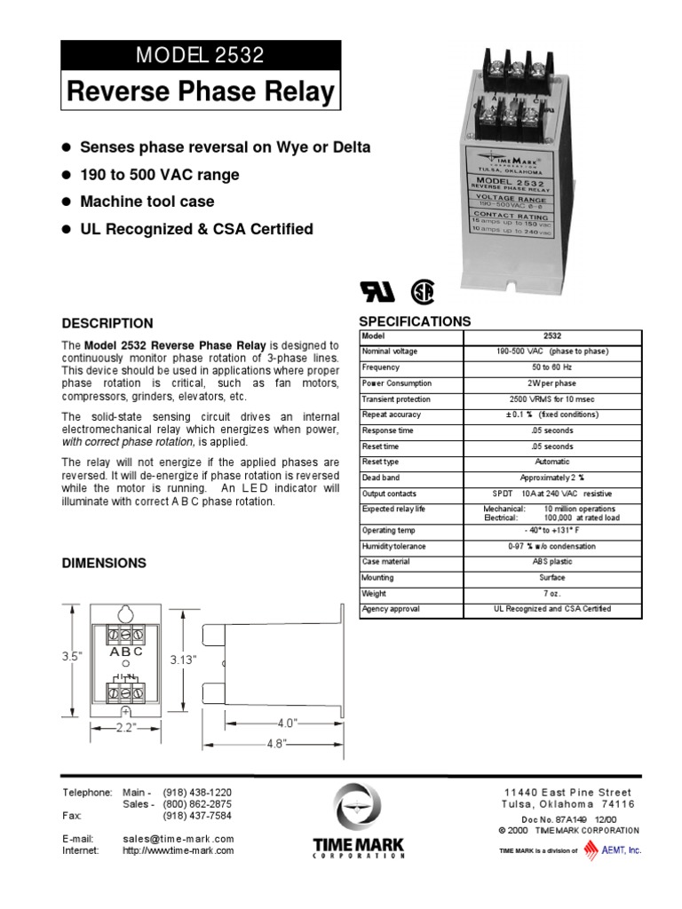 Reverse Phase Relay MODEL 2532 PDF Relay Switch