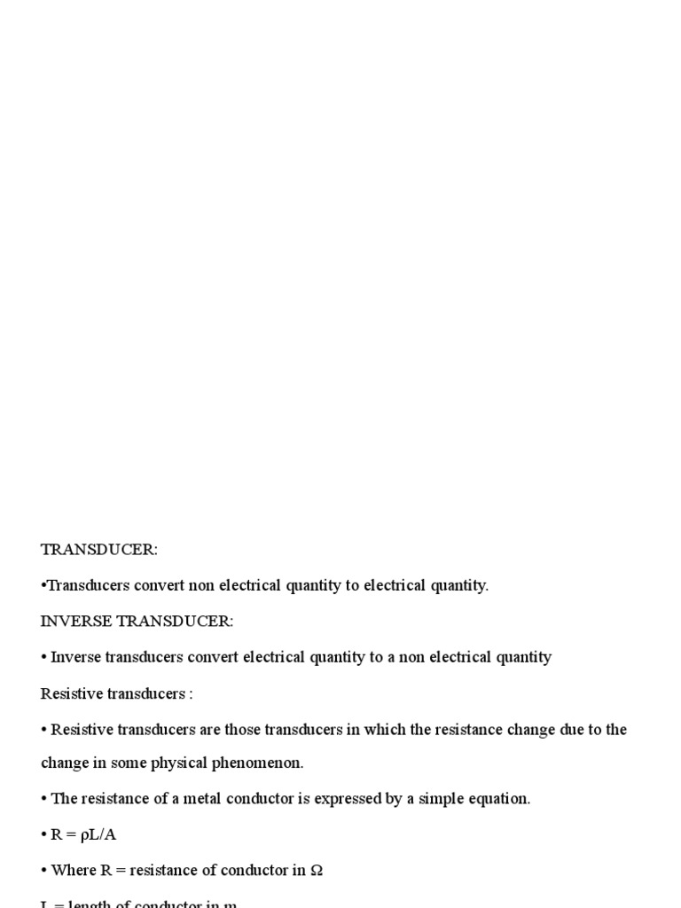 An Overview of Resistive Transducers and Potentiometers Converting