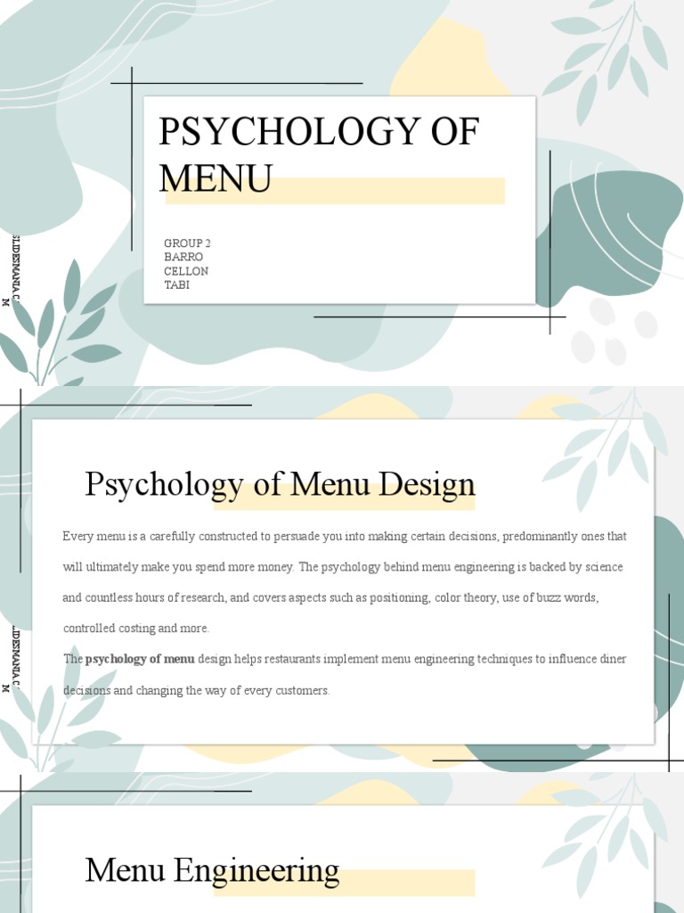 Menu Psychology for Restaurateurs | PDF | Menu | Restaurants